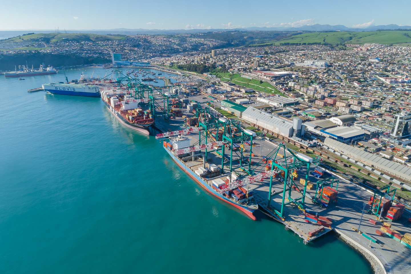 Vista aérea del terminal portuario de DP World